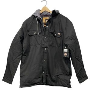 Dickies Men's Jacket Fleece Hooded Duck Shirt Coat with Hydroshield TJ213 Black